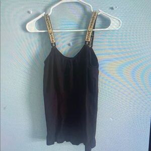 Black Sleeveless Top with Branded Straps